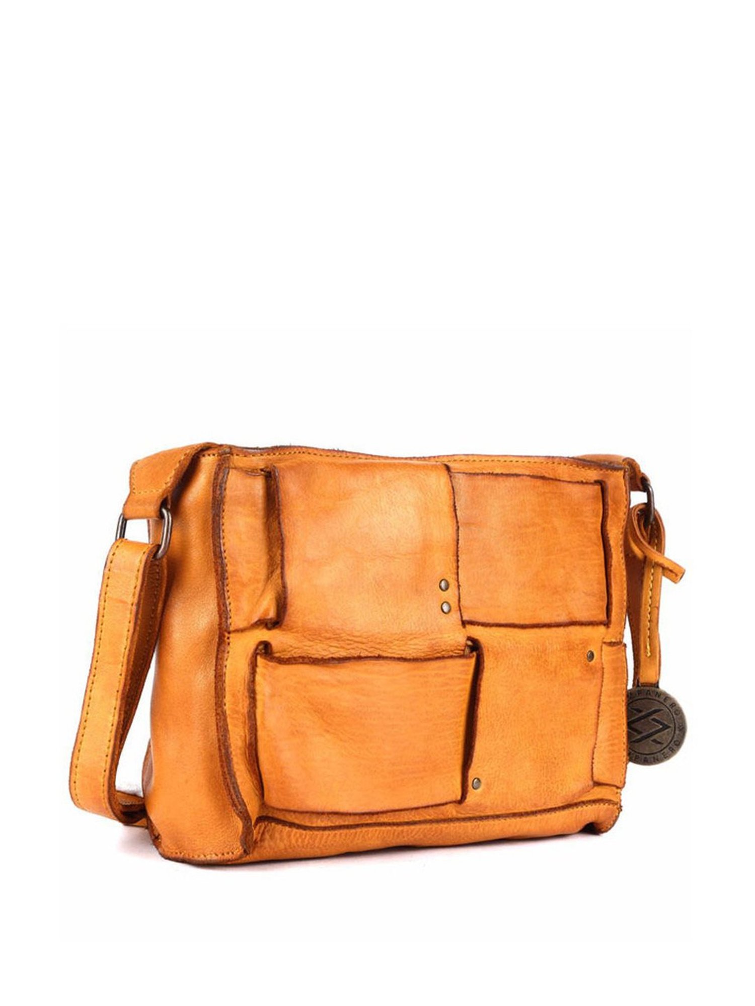 KOMPANERO Rochelle Mustard Leather Textured Sling Handbag