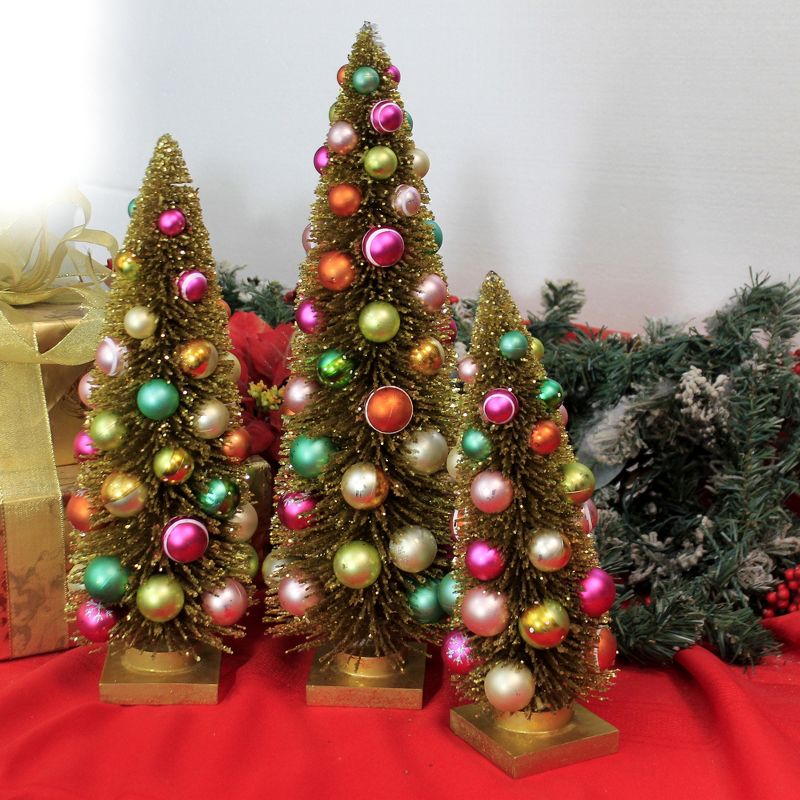 Christmas 16.5" Gold Rainbow Trees Putz Village Retro  -  Decorative Figurines