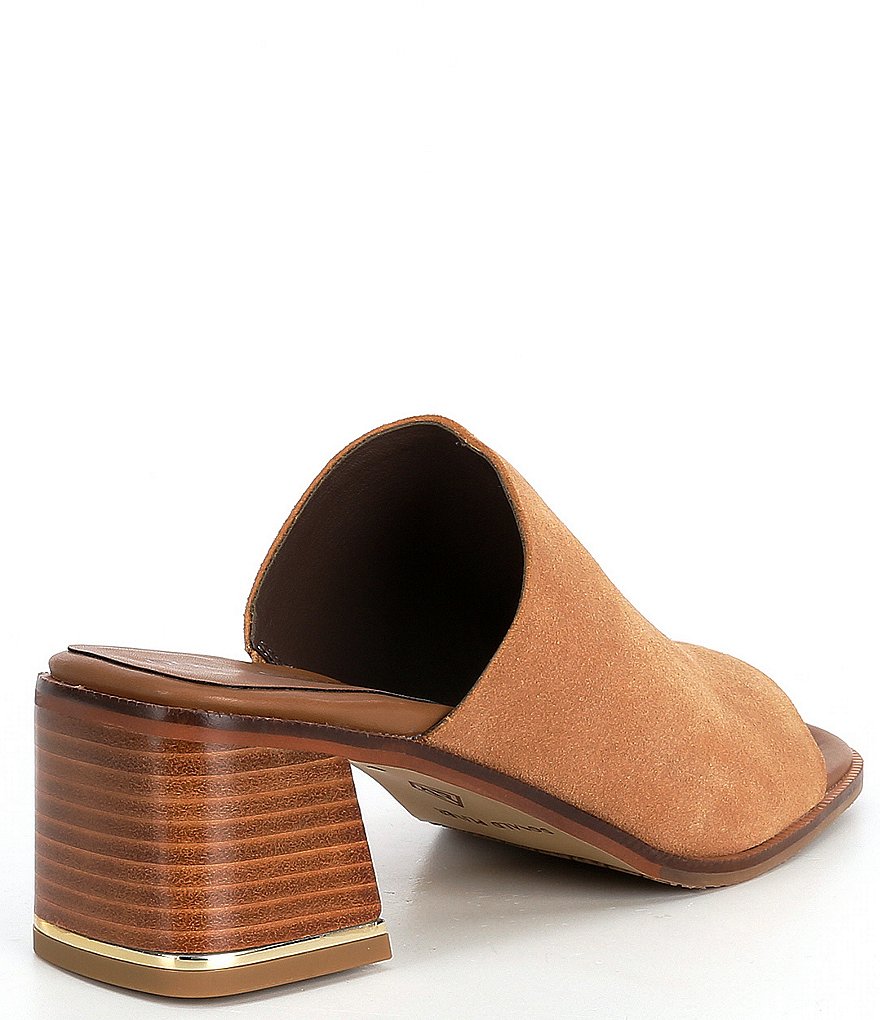 Donald Pliner Hazee Suede Block Heel Toe Post Mules