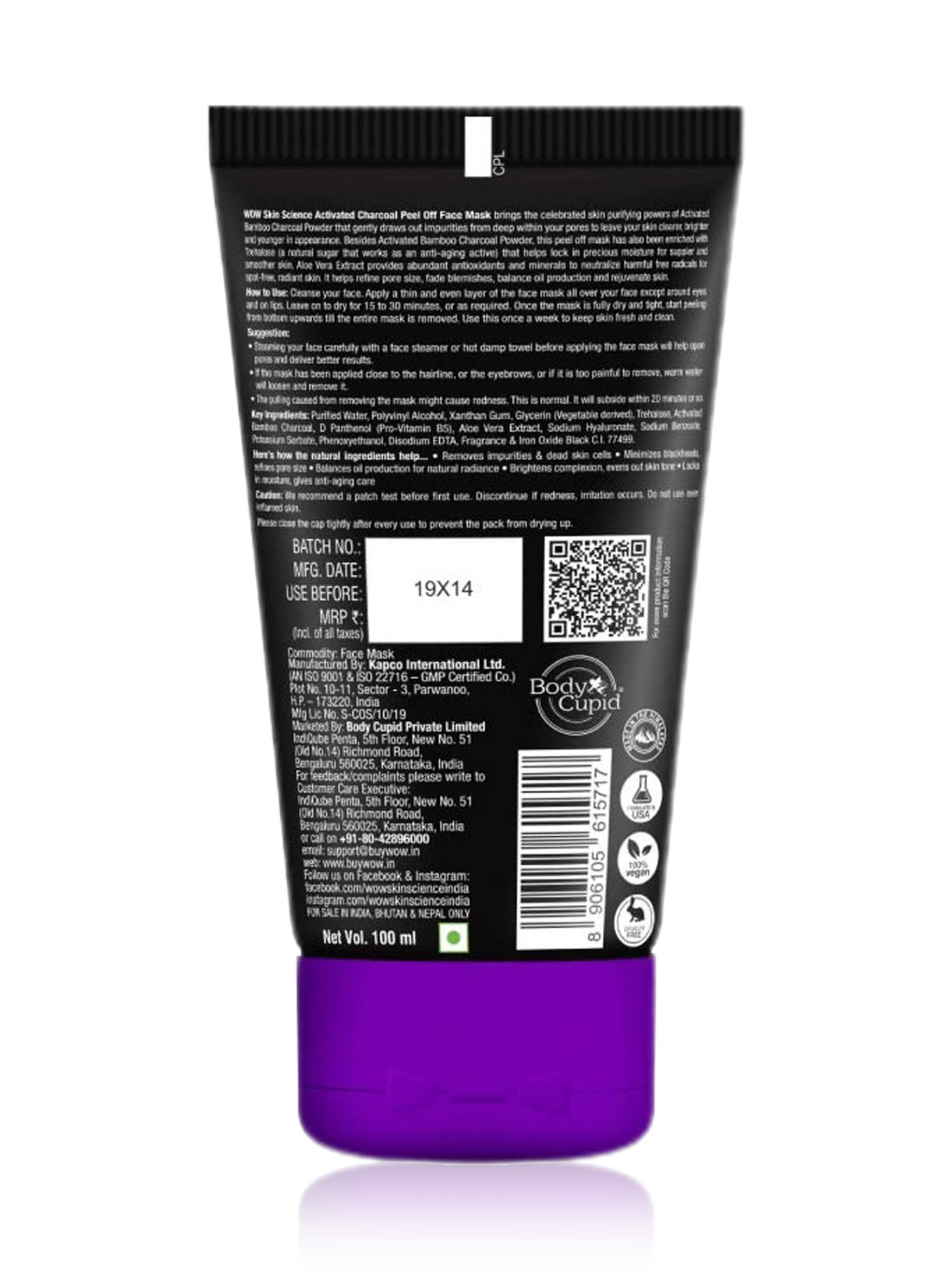 Wow Skin Science Activated Charcoal Peel Off Face Mask - 100 ml