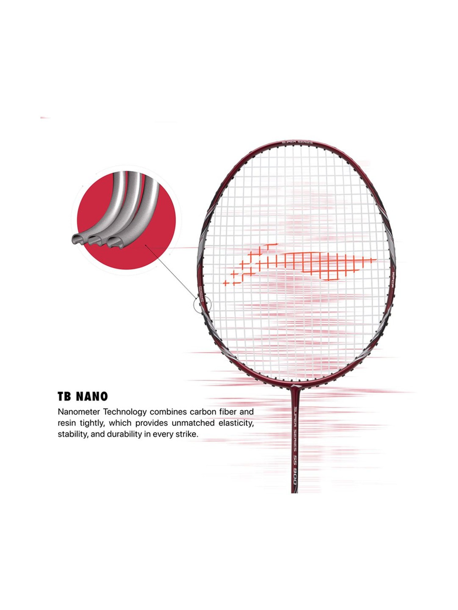 Li-Ning Super Series 900 Badminton Racket (Red) Size - Medium