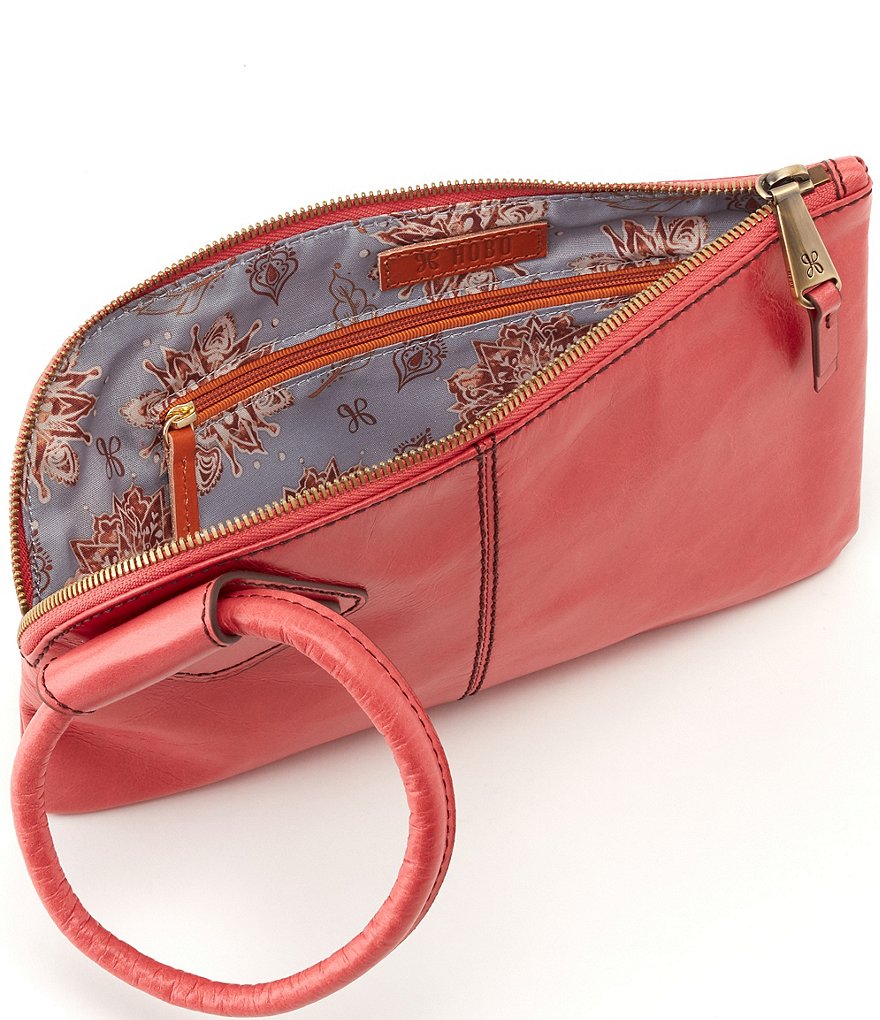 HOBO Sable Top Grain Leather Tassel Ring-Handle Top Zip Wristlet