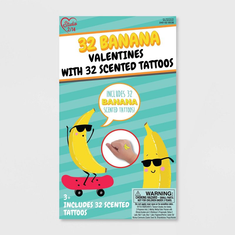 32ct Banana Valentines with Scented Tattoos