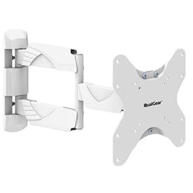 QualGear QG-TM-005-WHT 23-Inch to 42-Inch Premium Quality Contemporary Style Ultra Low Profile Full Motion TV Wall Mount LED TVs, White [UL Listed]