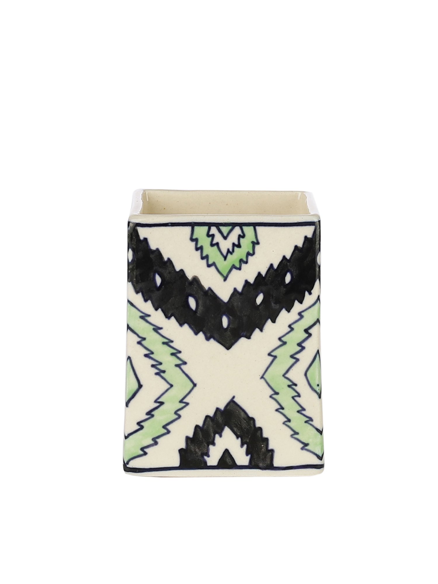 VarEesha Green Ceramic Square Cutlery Holder - Set of 1