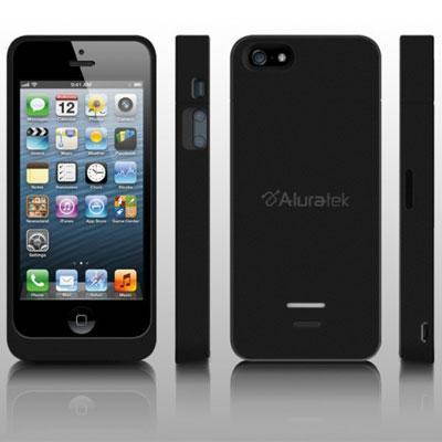 Aluratek Black 2600 mAh Battery Case for iPhone 5 Rechargeable APC02B