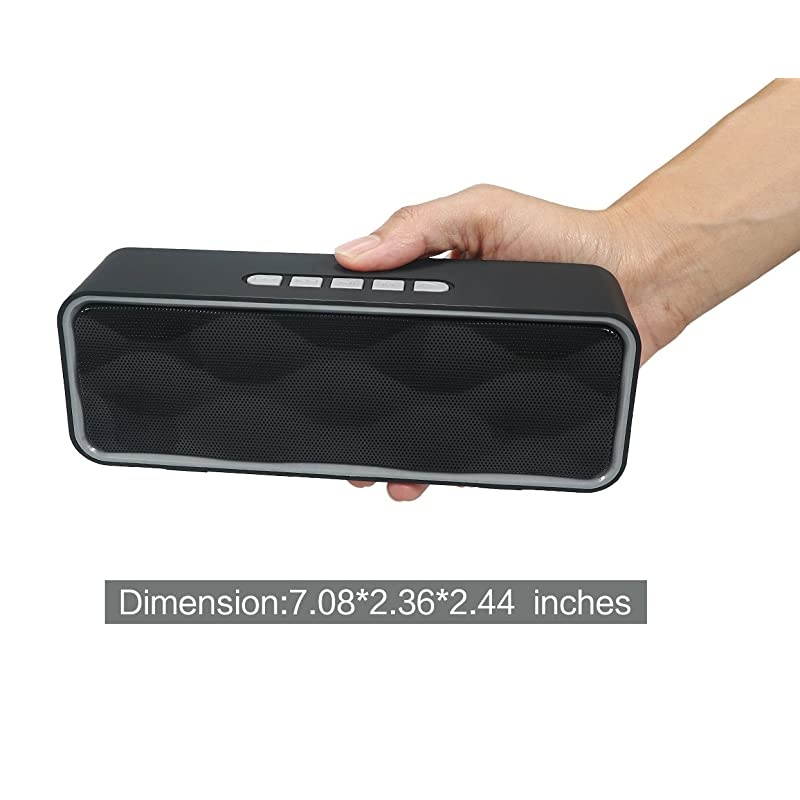 Wireless Bluetooth Speaker with AUXUSBTF Card SlotOutdoor Portable Stereo Speaker with HD AudioEnhanced Bass DualDriverHandsfree Calling FM Radio Speaker for TravelParty Grey