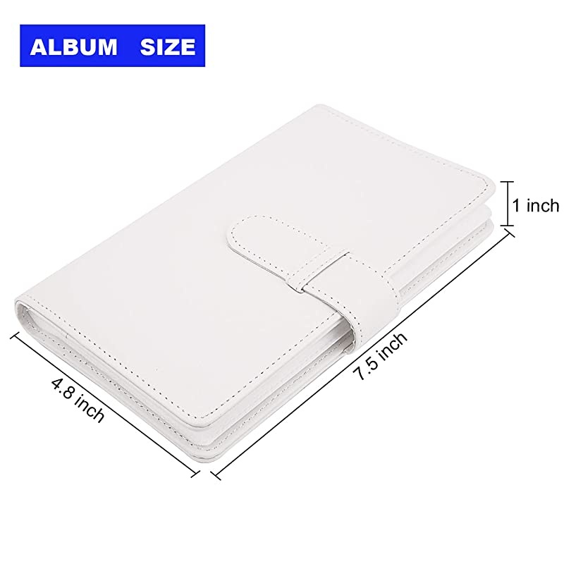 Wallet PU Leather Photo Album Compatible with Fujifilm Instax Mini Instant Film (White)