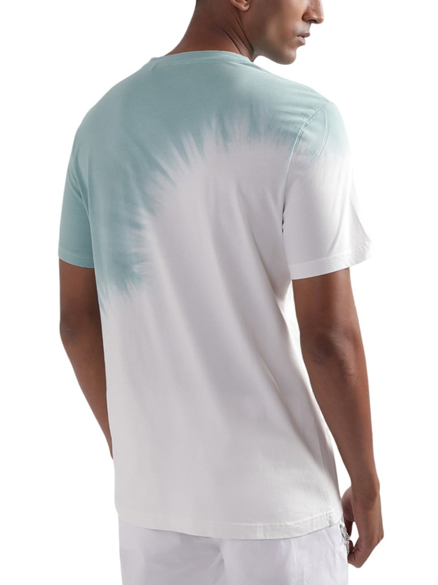 Antony Morato Turquoise Cotton Regular Fit Printed T-Shirt