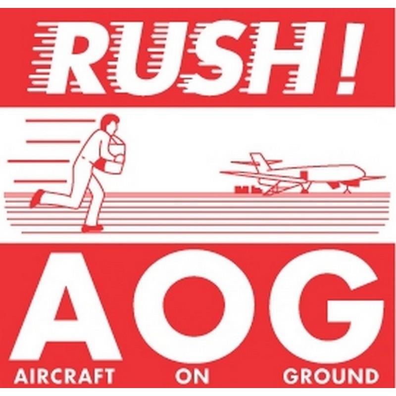 4" x 4" White/Red Rush! A O G (Aircraft on Ground) Labels (500 per Roll)