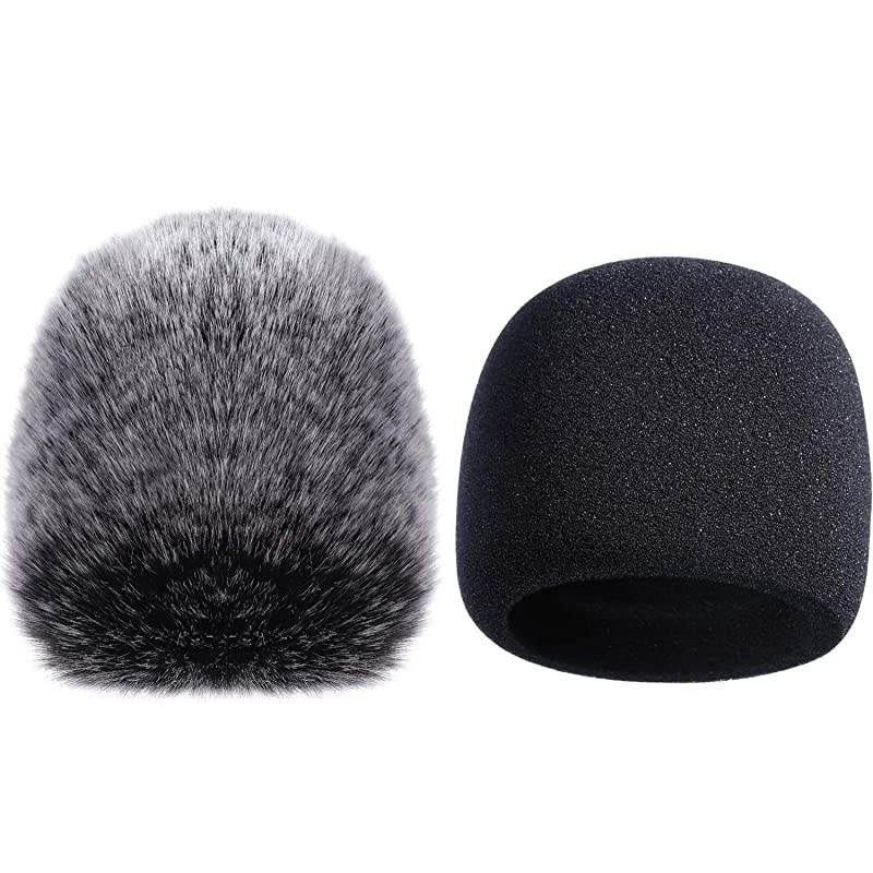 Cover Foam rophone Windscreen with Furry Windscreen Muff for Blue Yeti Yeti Pro Condenser rophone 2 Pack