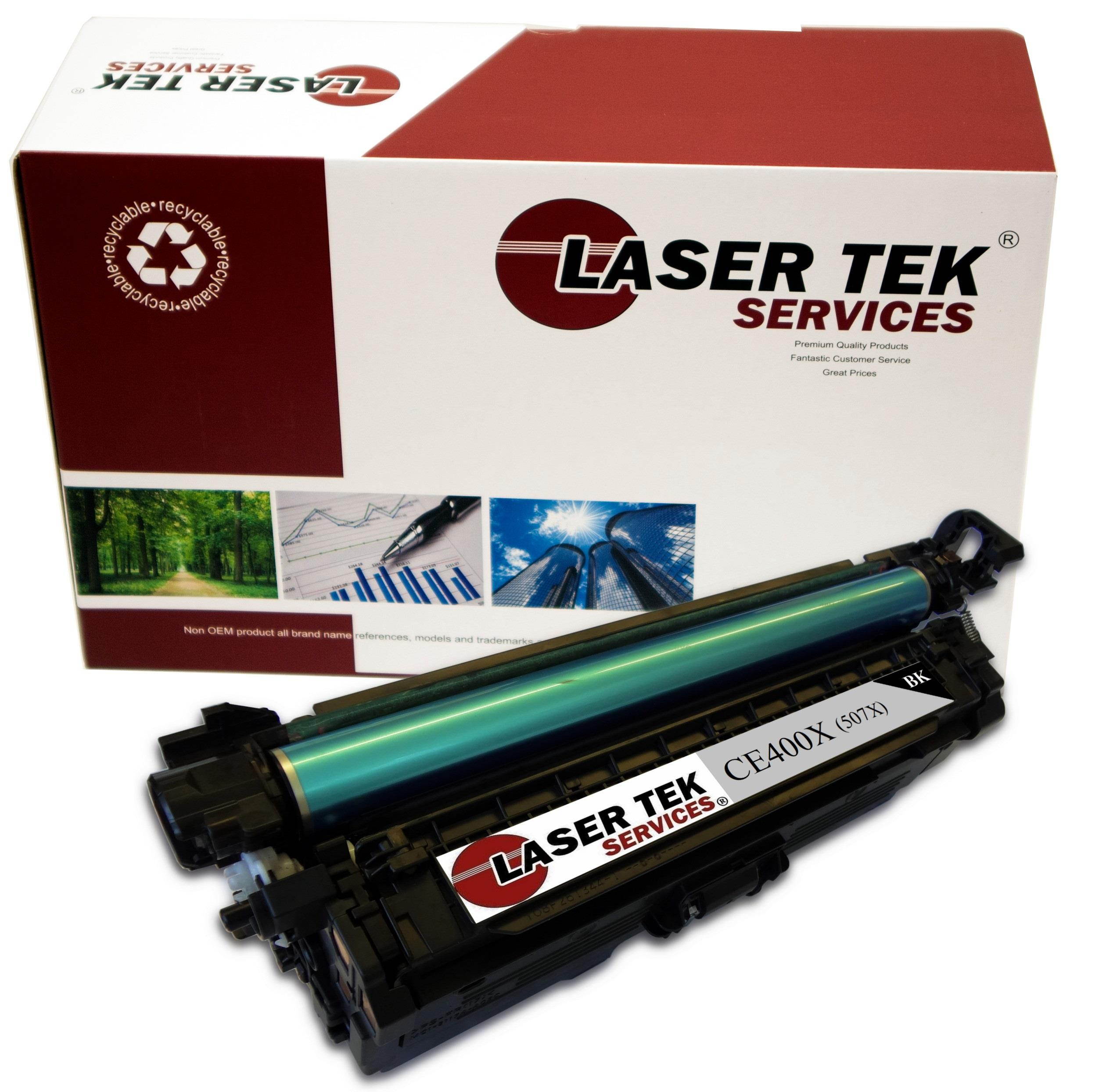Laser Tek Services&reg; HP CE400X (507X) Black High Yield Compatible Replacement Toner Cartridge
