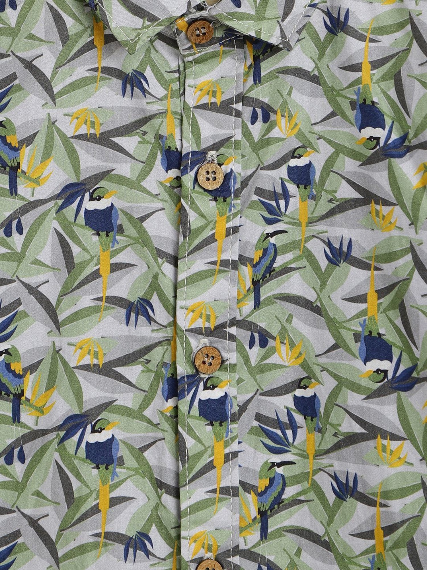 Tales & Stories Kids Olive Green & Blue Cotton Printed Full Sleeves Shirt