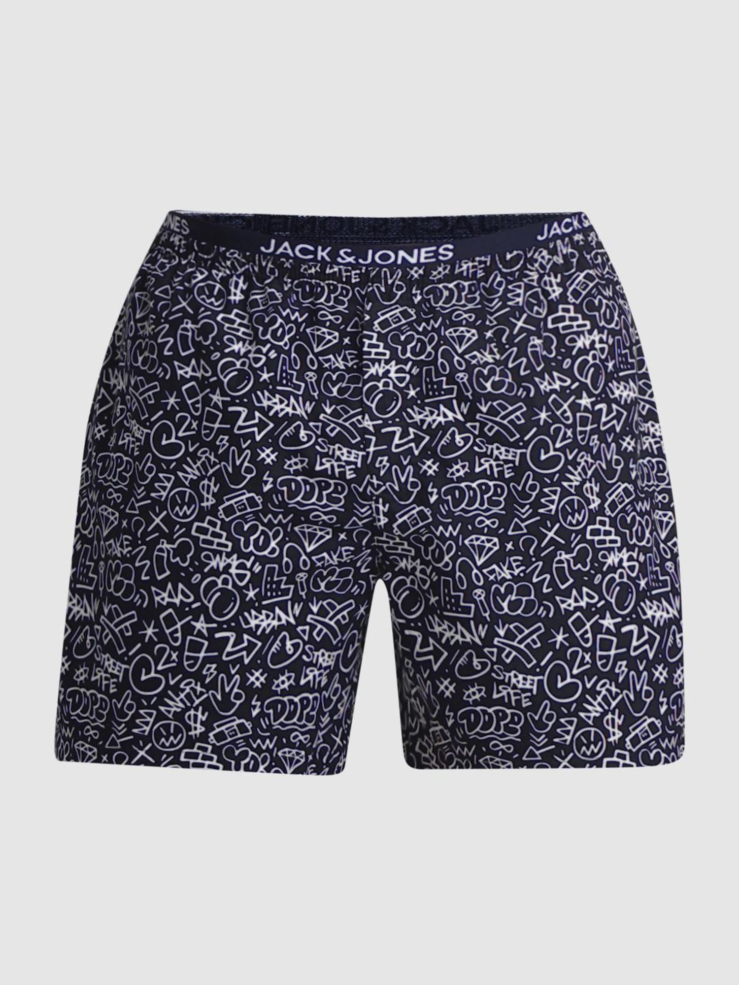 Jack & Jones Navy Blue Cotton Regular Fit Printed Boxers