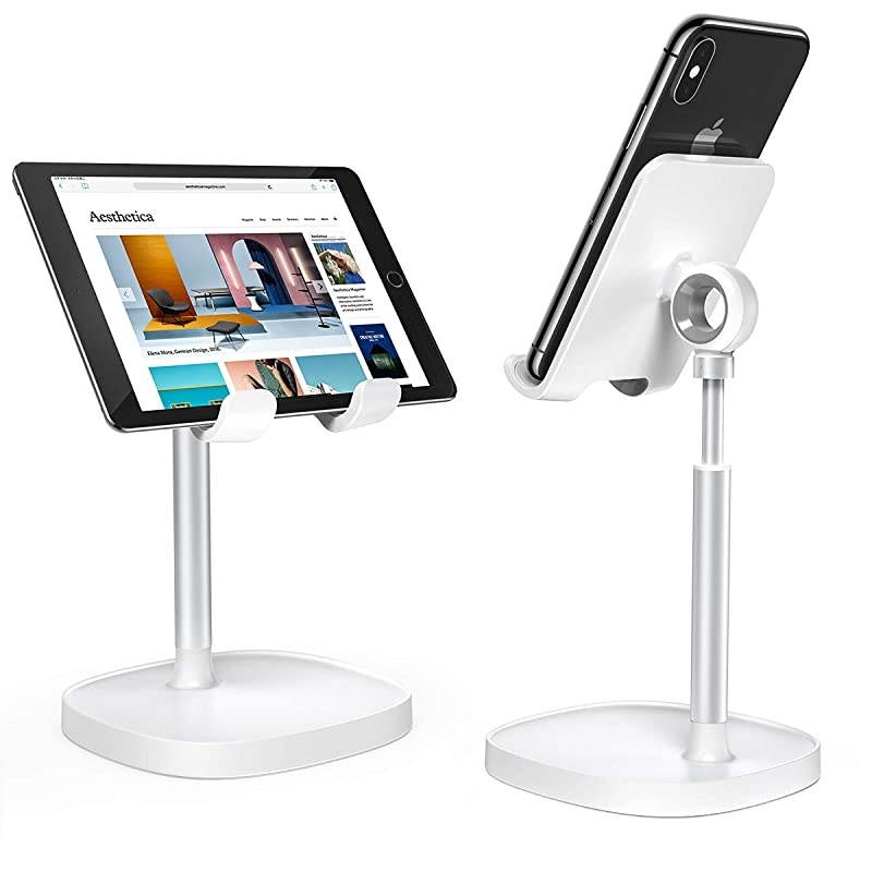 Cell Phone StandAngle Height Adjustable  Cell Phone Stand for DeskThick Case Friendly Phone Holder Stand for Desk Compatible with All Mobile PhonesWhite