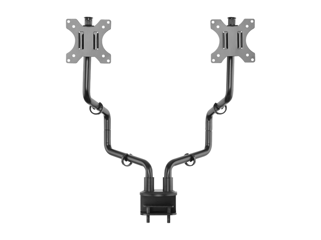 inland 05297 Black 17" - 32" Dual Full Motion Monitor Desk Mount