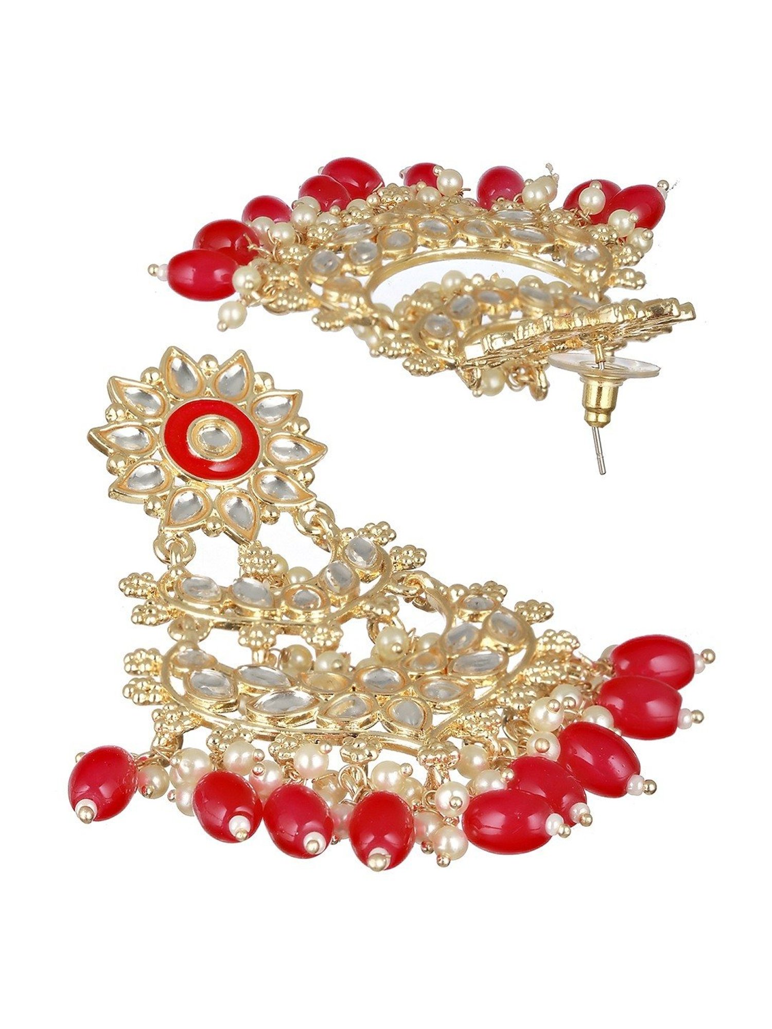 Saraf RS Jewellery Gold Kundan Studded Chandelier Earrings