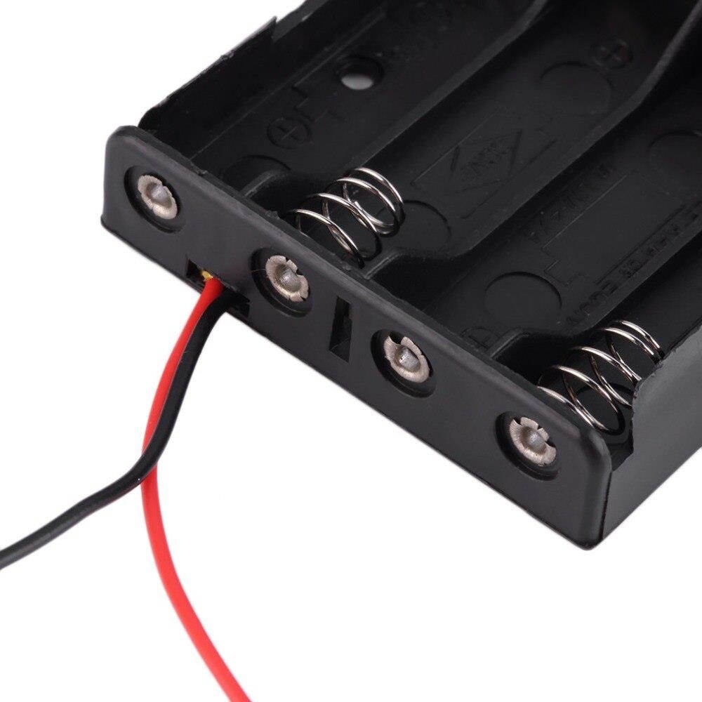 5pcs Black 3A Plastic Battery Storage Cover Case Box Holder for 4 x AAA 4-AAA Batteries with 6'' Cable Lead Soldering Connecting