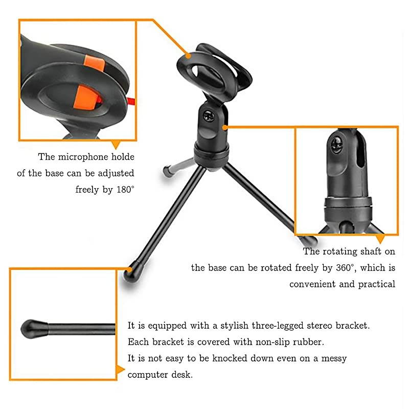 PC Microphone with Mic Stand Professional 35mm Jack Recording Condenser Microphone Compatible with PC Laptop iPad iPhone MacRecorder Singing YouTube Skype Gaming 35mm PC Microphone