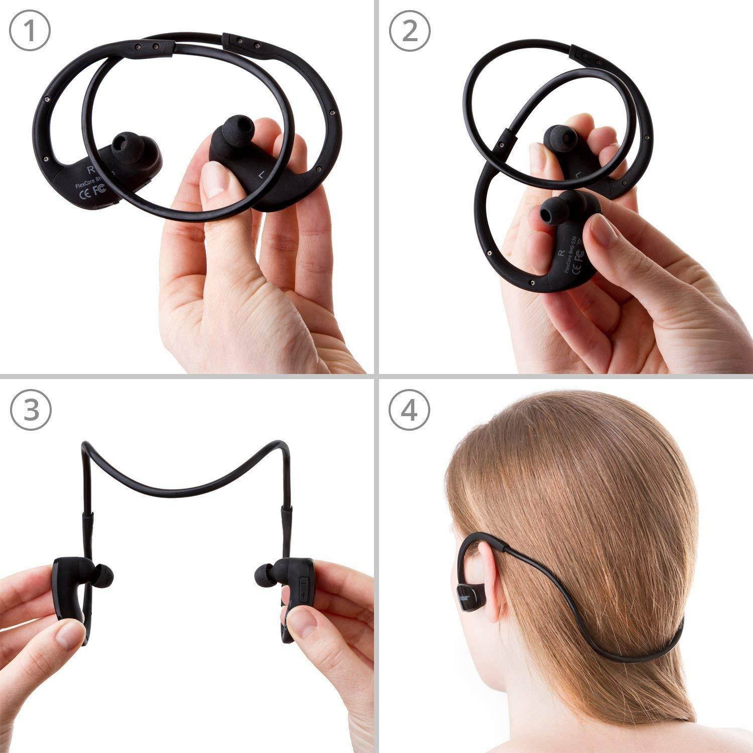 Phaiser BHS-530 Bluetooth Headphones for Running, Wireless Earbuds for Exercise or Gym Workout, Sweatproof Stereo Earphones, Durable Cordless Sport Headset w\ Mic