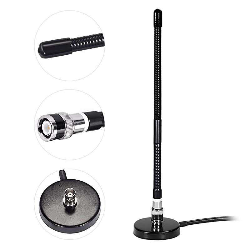 CB Antenna 27MHz CB Radio Antenna Soft Whip Magnetic Base CB Antenna BNC & PL259 Male Compatible with Cobra Midland Uniden Maxon President Portable Handheld CB Radio Car Mobile Radio Scanner