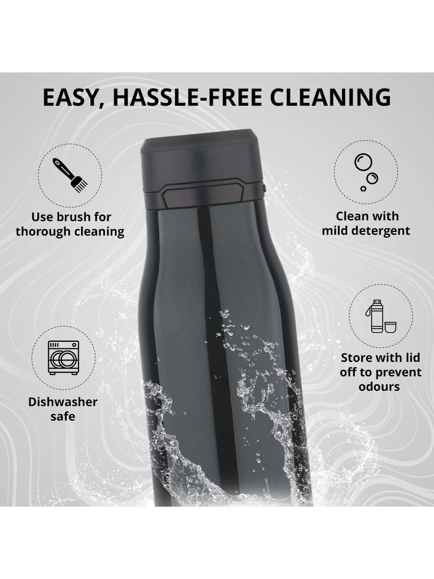 Bergner Walking Black Stainless Steel Thermosteel Hot and Cold Bottle (0.72 L)