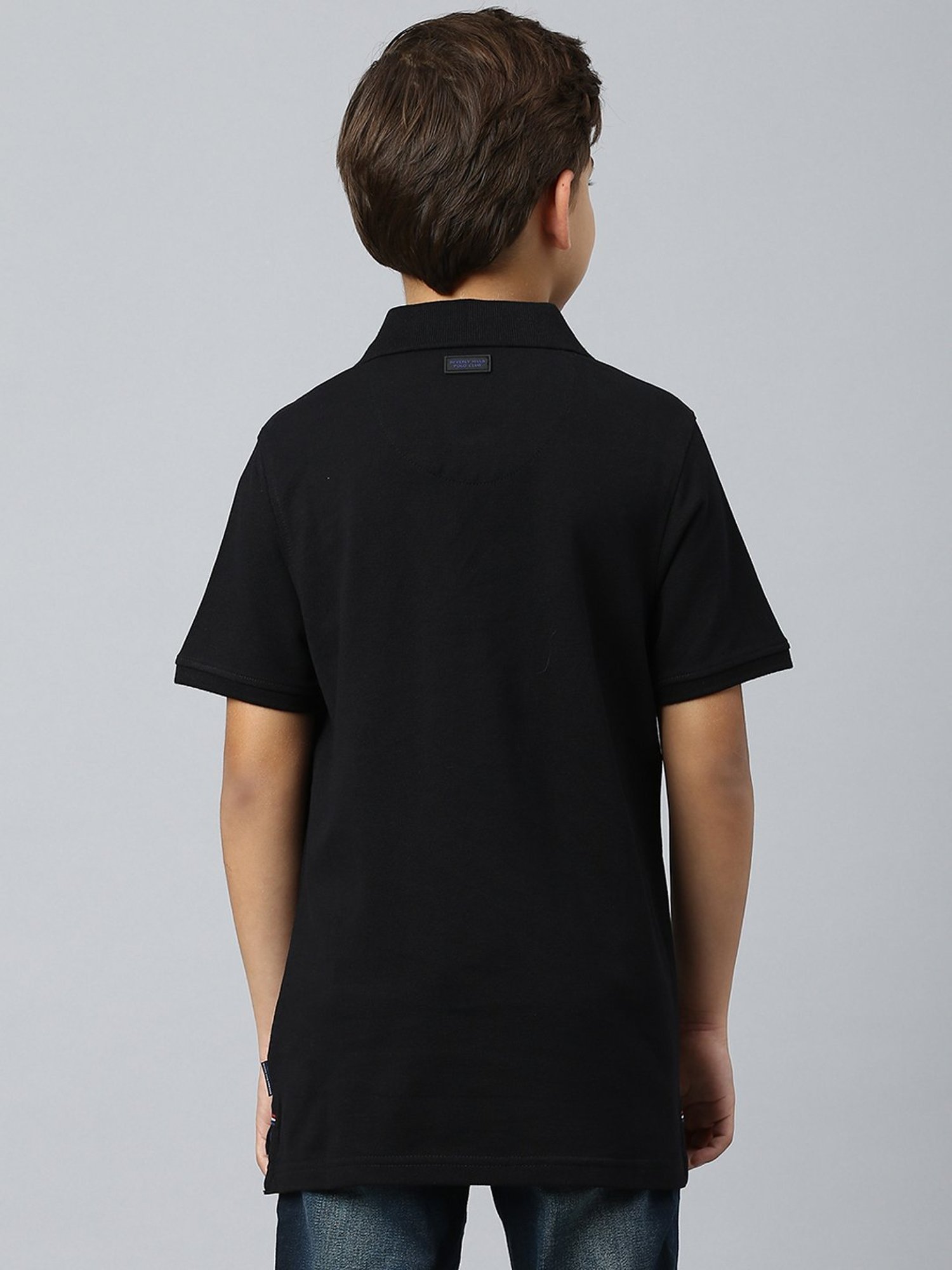 Beverly Hills Polo Club Kids Black Solid Polo T-Shirt