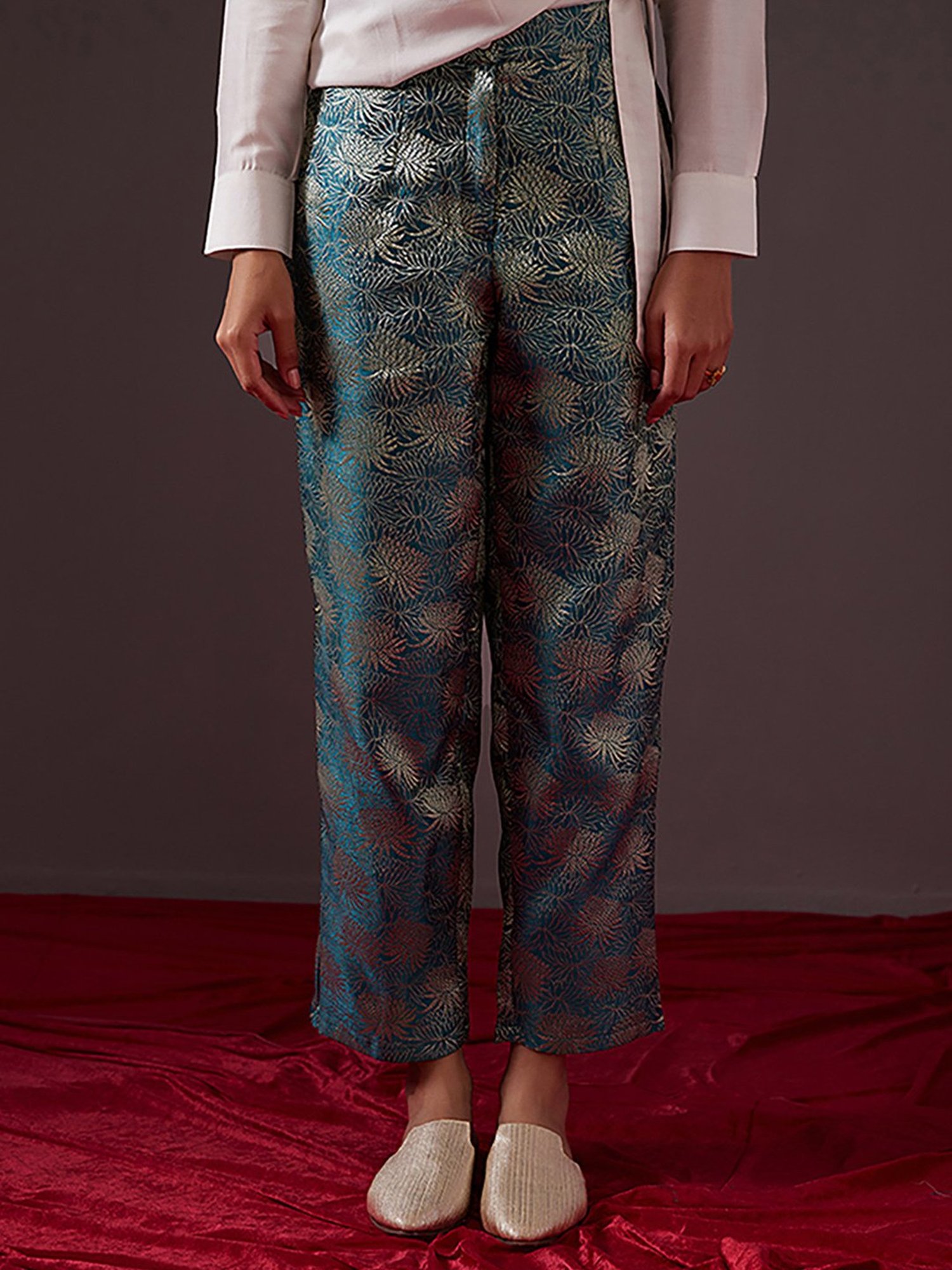 Abhishti Blue Embroidered Pants