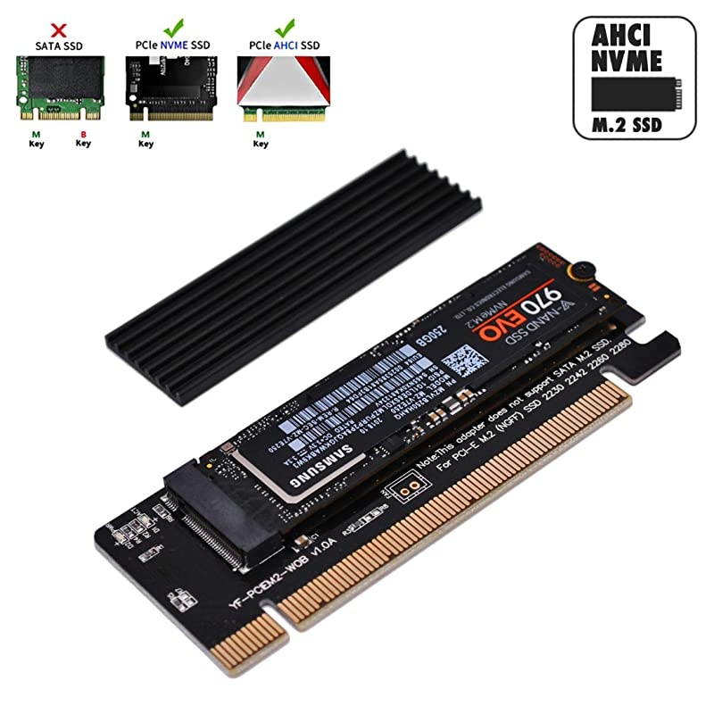 NVME PCIe Adapter M2 NVME SSD to PCI Express Adapter with Heat Sink Only Support PCIe x16 SlotSupport M2 SSD 2230 2242 2260 2280