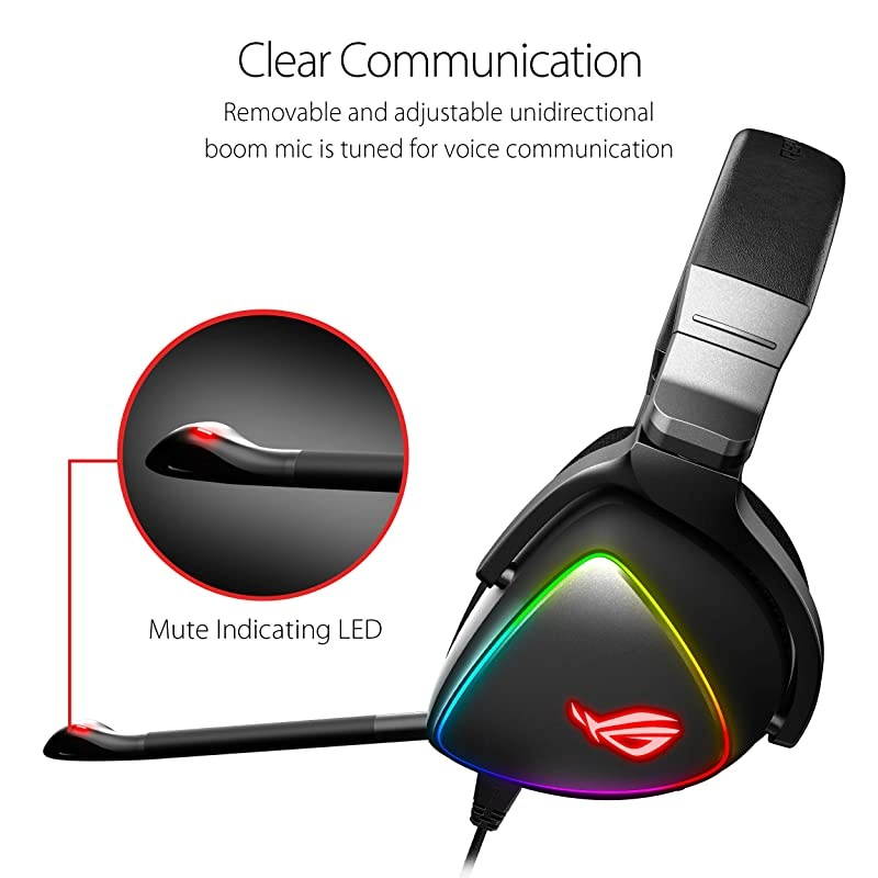 ROG DELTA USB-C Gaming Headset for PC, Mac, PlayStation 4, Teamspeak, and Discord with Hi-Res ESS Quad-DAC, Digital Microphone, and Aura Sync RGB Lighting