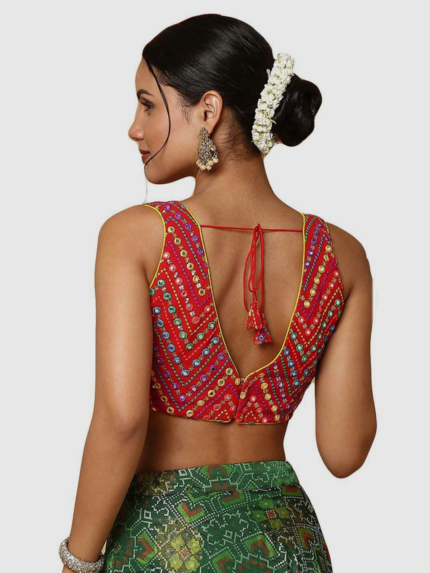 Salwar Studio Red Embroidered Readymade Blouse