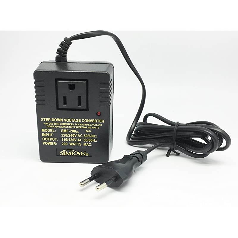 SMF200 Deluxe 200 Watts Step Down Voltage Converter for International Travel to AC 220V240V Countries Ideal for Laptops Cameras iPhones BlackBerry iPods etc