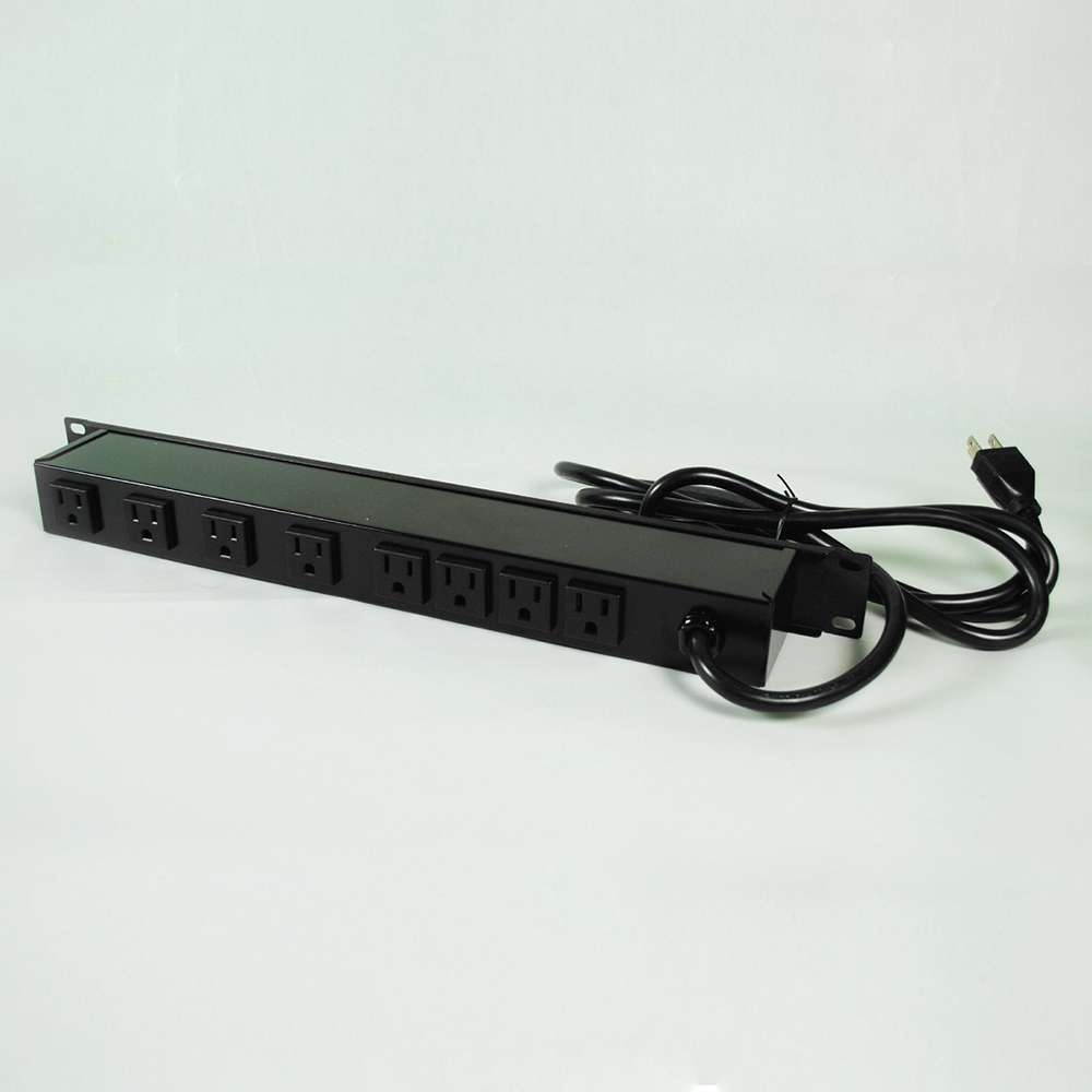 C2G 15ft Wiremold Rack Mount 8-Outlet 120v/15a Lighted Switch Power Strip