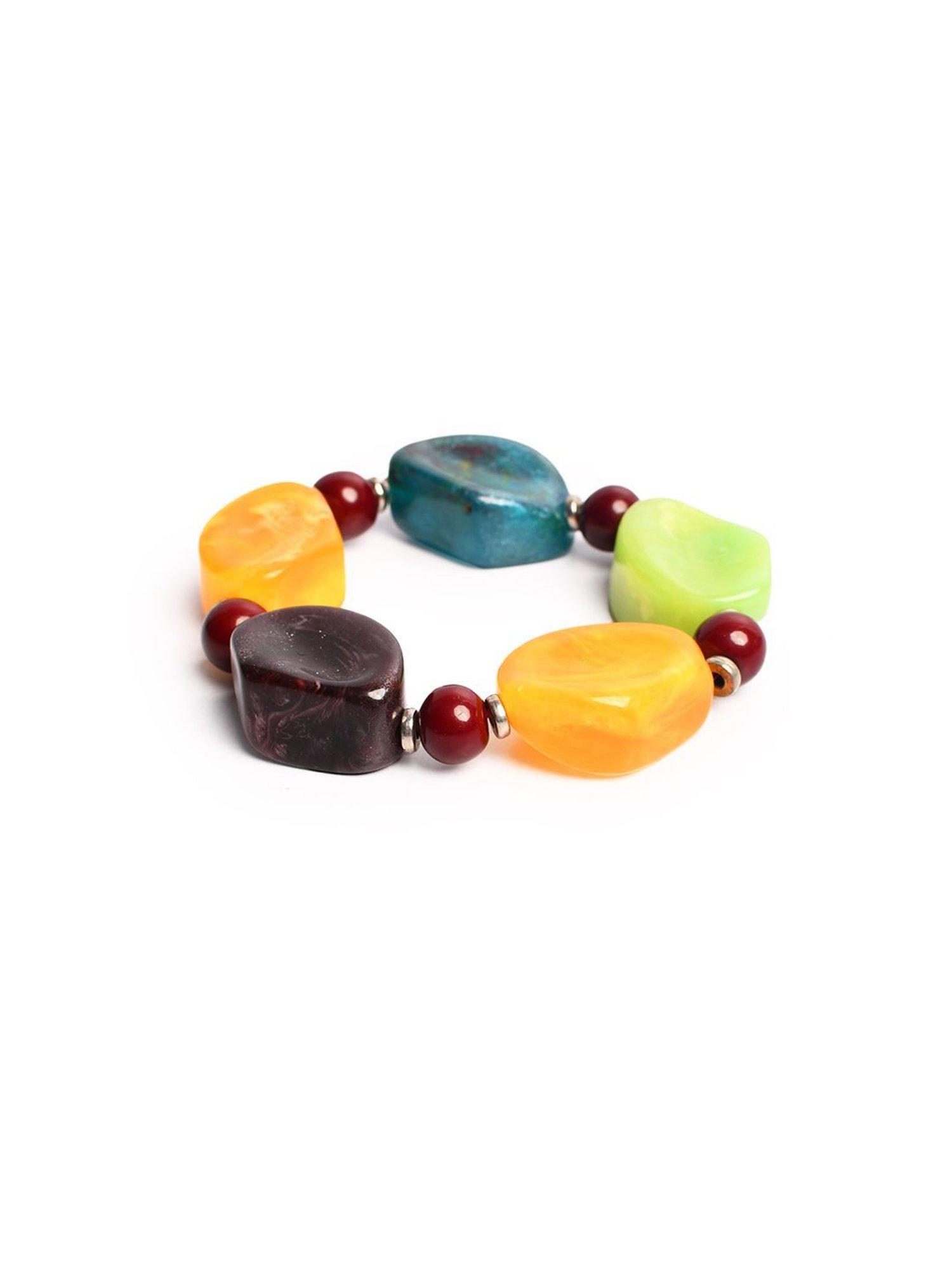IMLI STREET Multi-Coloured Artificial Stone Stretchable Bracelet for Women