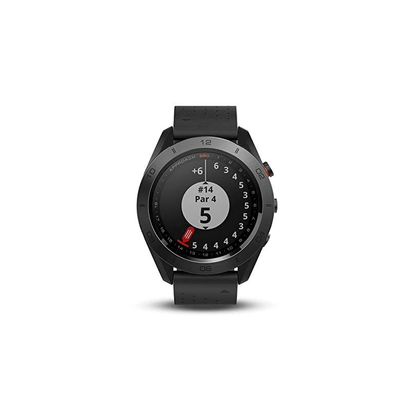 Approach S60, Premium GPS Golf Watch with Touchscreen Display and Full Color CourseView Mapping, Black w/ Leather Band