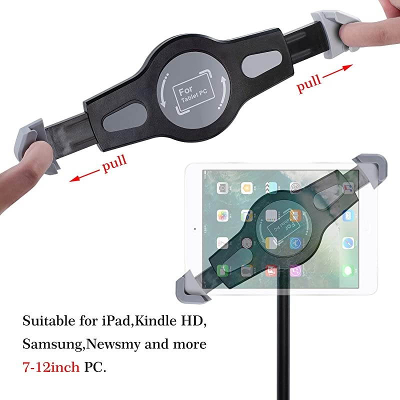 iPad Tripod Stand Holder Indoor Outdoor Foldable Bluetooth Control Floor Mount Tablet Stand 360 Rotating Height Adjustable for More 7 to 12 Inch Tablets Carrying Case Phone Holder as Gifts