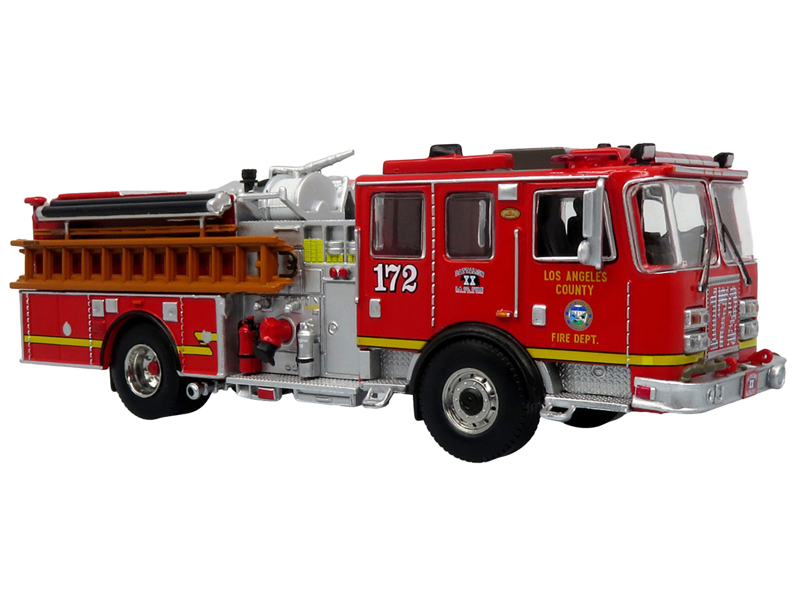 1973 Ward LaFrance Fire Engine "Los Angeles County Fire Department Engine 51" Red "5 Alarm" Series Limited Edition 1/87 (HO) Diecast Model by Iconic Replicas