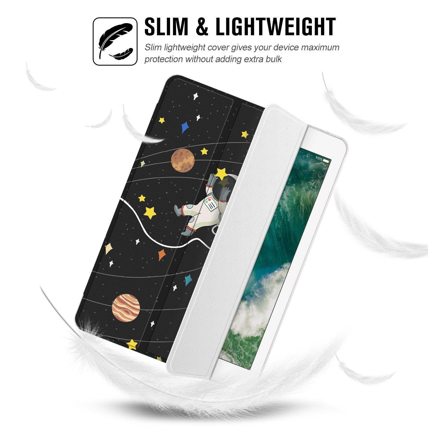 Ayotu New iPad 9.7 inch 2018/2017 Case,Slim Lightweight Auto Wake/Sleep Smart Stand Protective Cover with Translucent Frosted Back Magnetic Case for New iPad 9.7 inch Release Tablet-The Outer Space