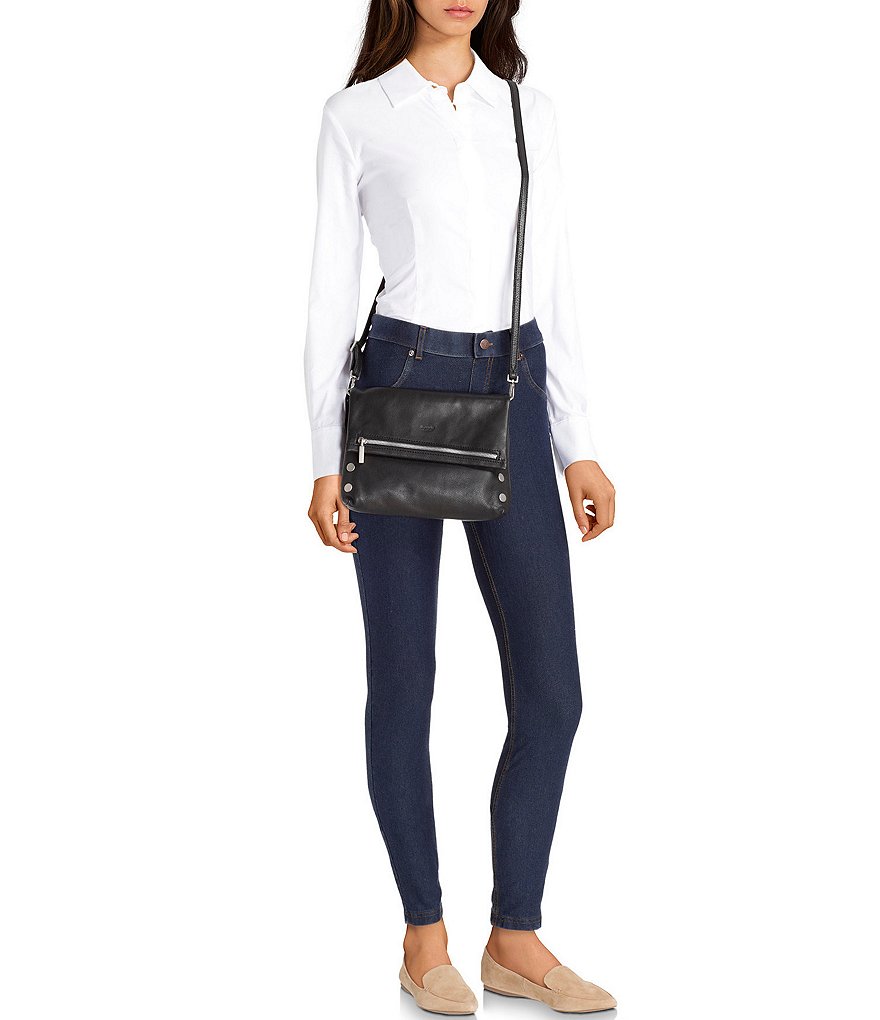 Hammitt VIP Studded Leather Fold-Over Zip Flap Medium Crossbody Bag