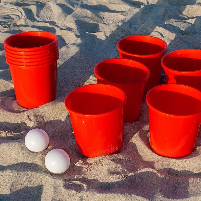 Yard Games Giant Outdoor Yard Pong Activity Party Set with 12 Buckets, 2 Balls, and Tough Nylon Carrying Case for Backyards or Tailgating Events
