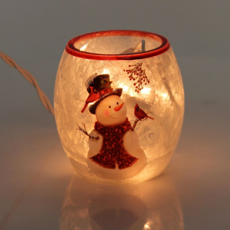 Stony Creek 3.0" Christmas Stocking Lit Votive Snowman Cardinal  -  Novelty Sculpture Lights