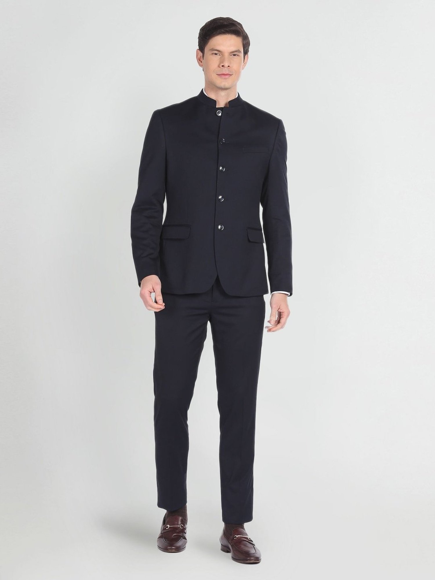 Raymond Brown  Slim Fit Printed Three Piece Suit