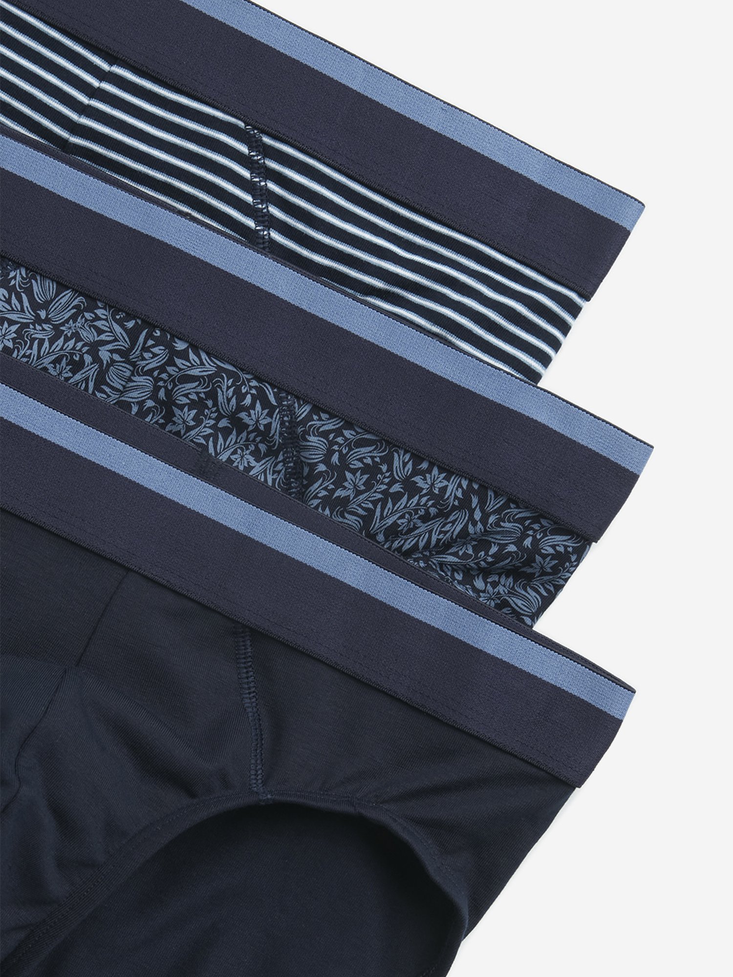 WES Lounge by Westside Navy Printed Cotton Blend Briefs - Pack of 3