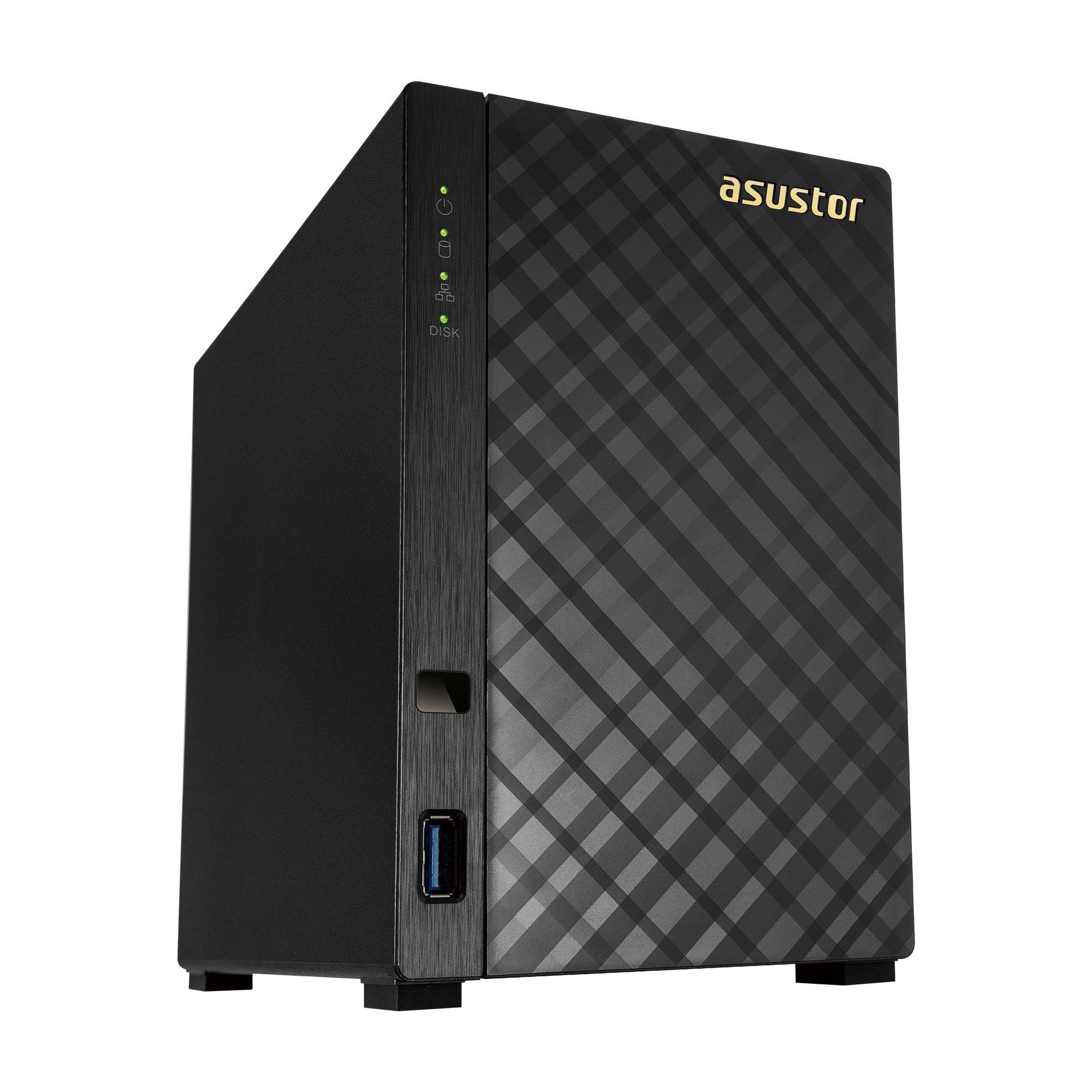 Asustor AS1002T v2 | Network Attached Storage + Free exFAT License | 1.6GHz Dual-Core, 512MB RAM | Personal Private Cloud | Home Media Server (2 Bay Diskless NAS)