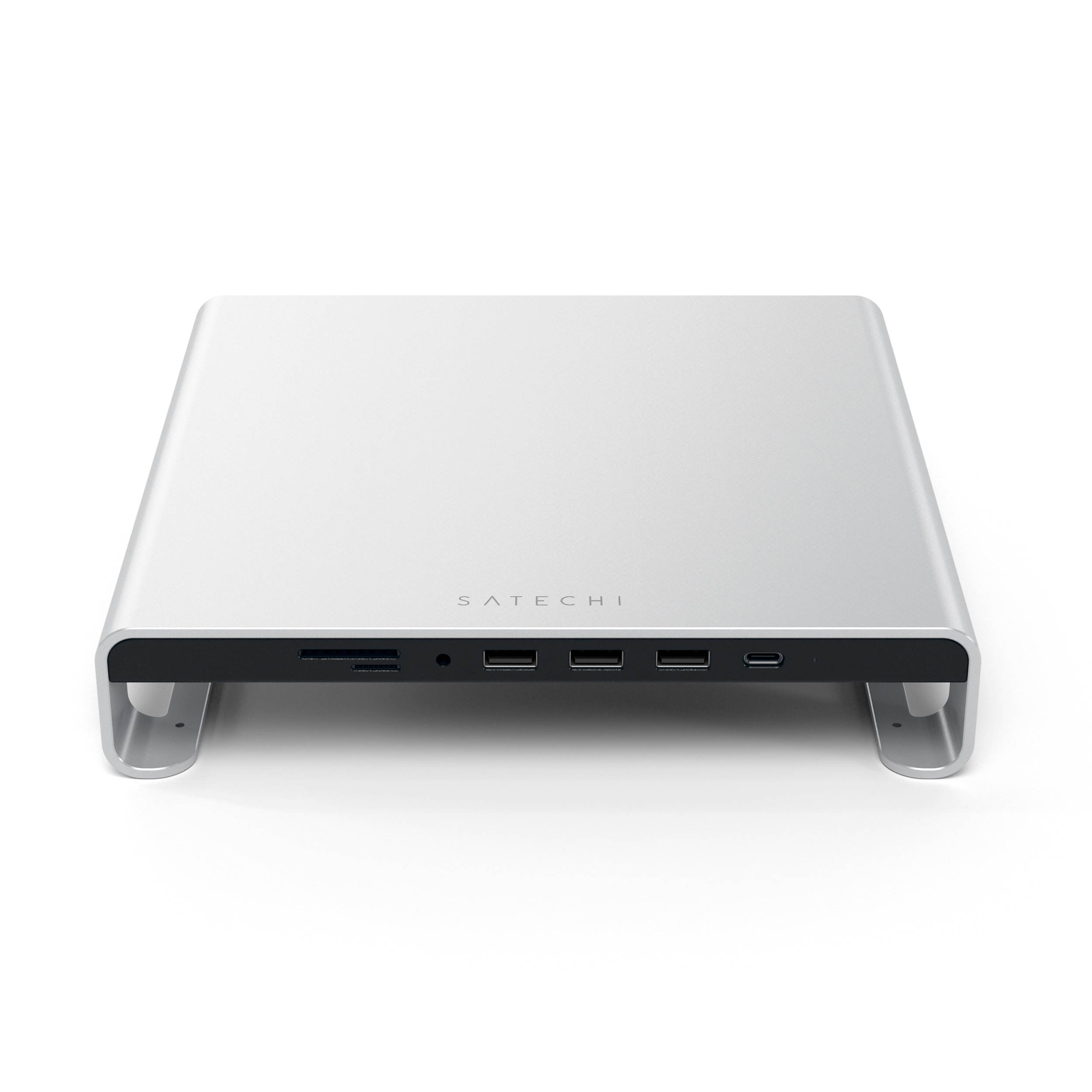 Satechi Type-C Aluminum Monitor Stand Hub with USB-C Data, USB 3.0, Micro/SD Card Slots & 3.5mm Headphone Jack - Compatible with iMac Pro, 2019/2017/2016 iMac (Silver)