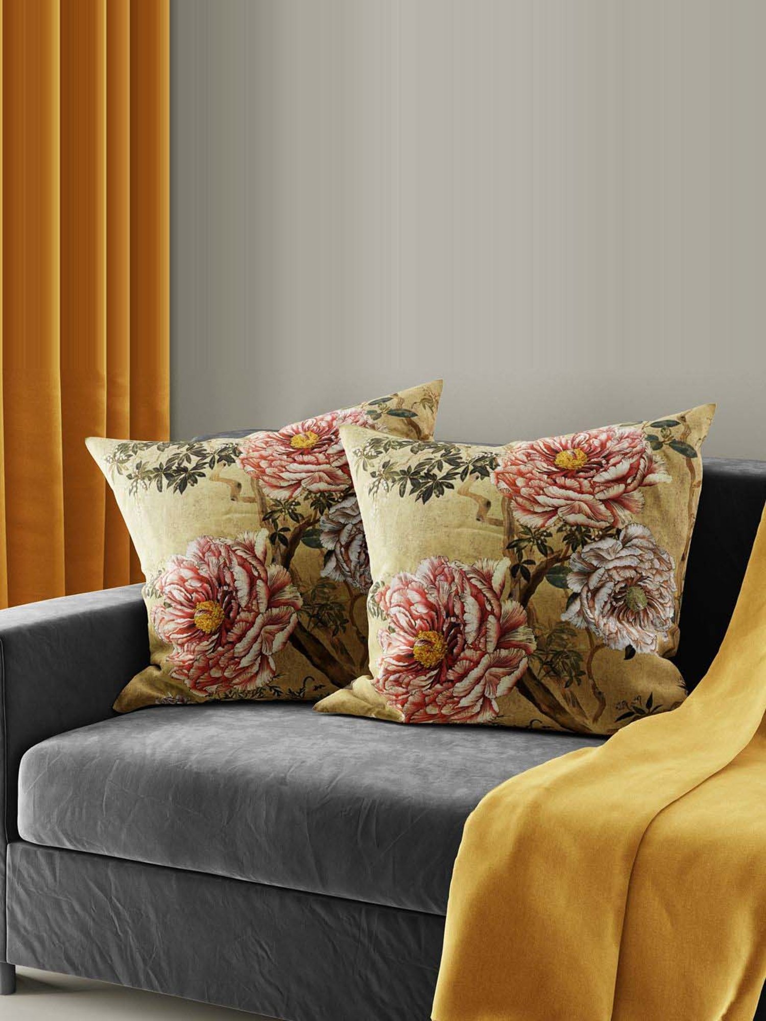 Bianca Ruyal Beige & Pink Microfibre Medium Cushion Cover - Set of 2