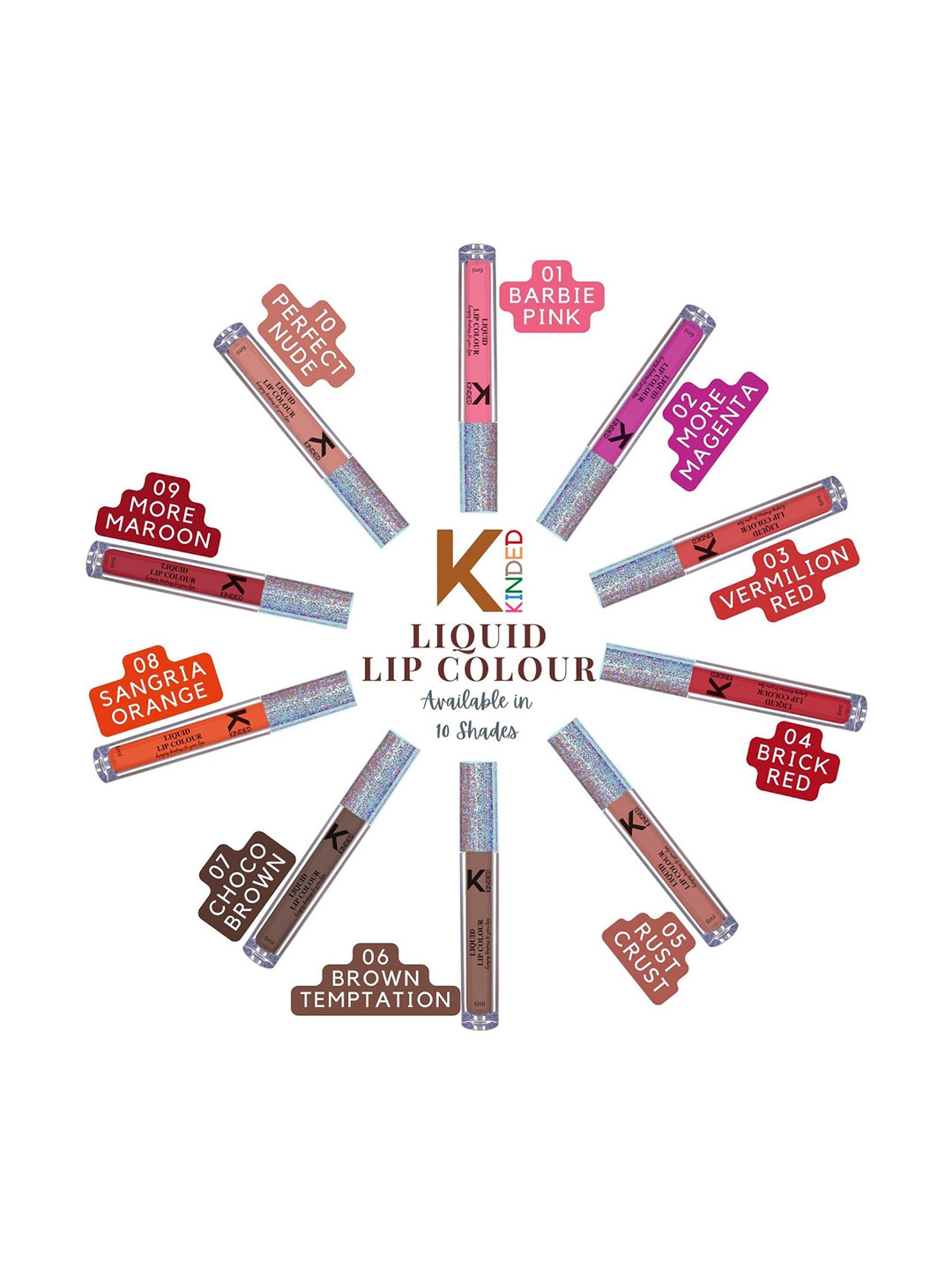 KINDED Liquid Lip Colour 03 Vermilion Red - 6 ml