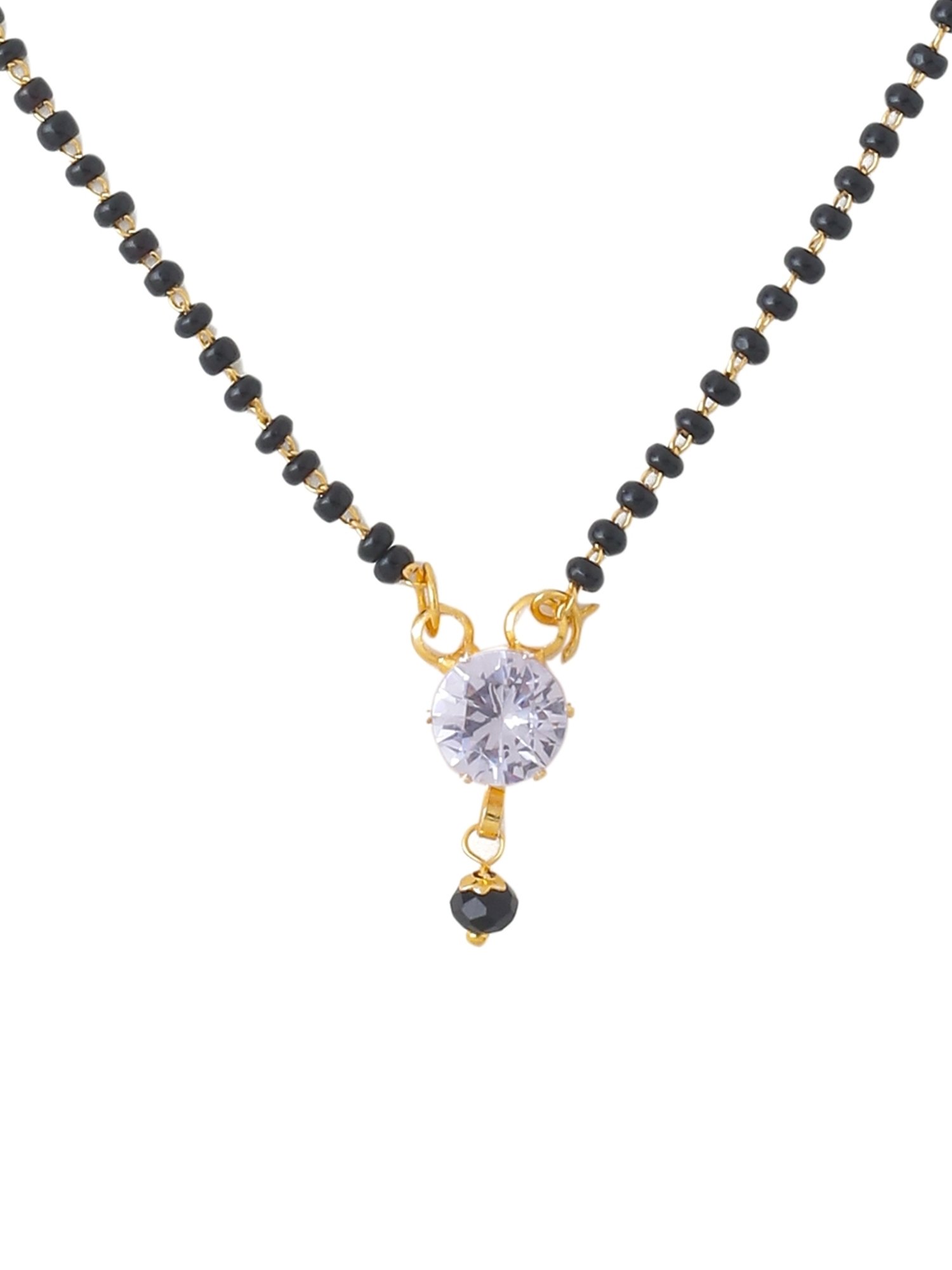 NVR Women's Gold-Plated CZ Stone-Studded & Beaded Mangalsutra - Set of 3