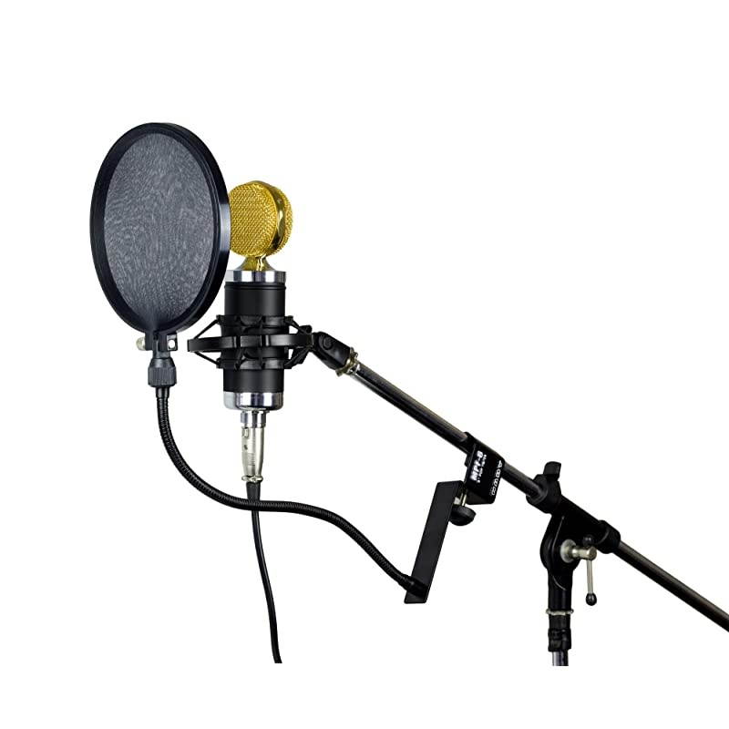 MPF-6 6-Inch Clamp On Microphone Pop Filter with Flexible Gooseneck and Metal Stabilizing Arm