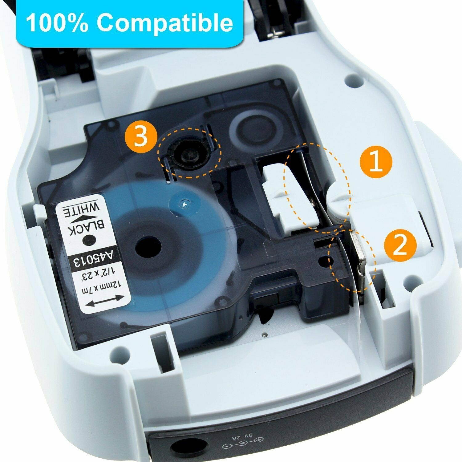 2 PK For Dymo D1 LabelManager Label Black on White Labeling Tape 45013 1/2"